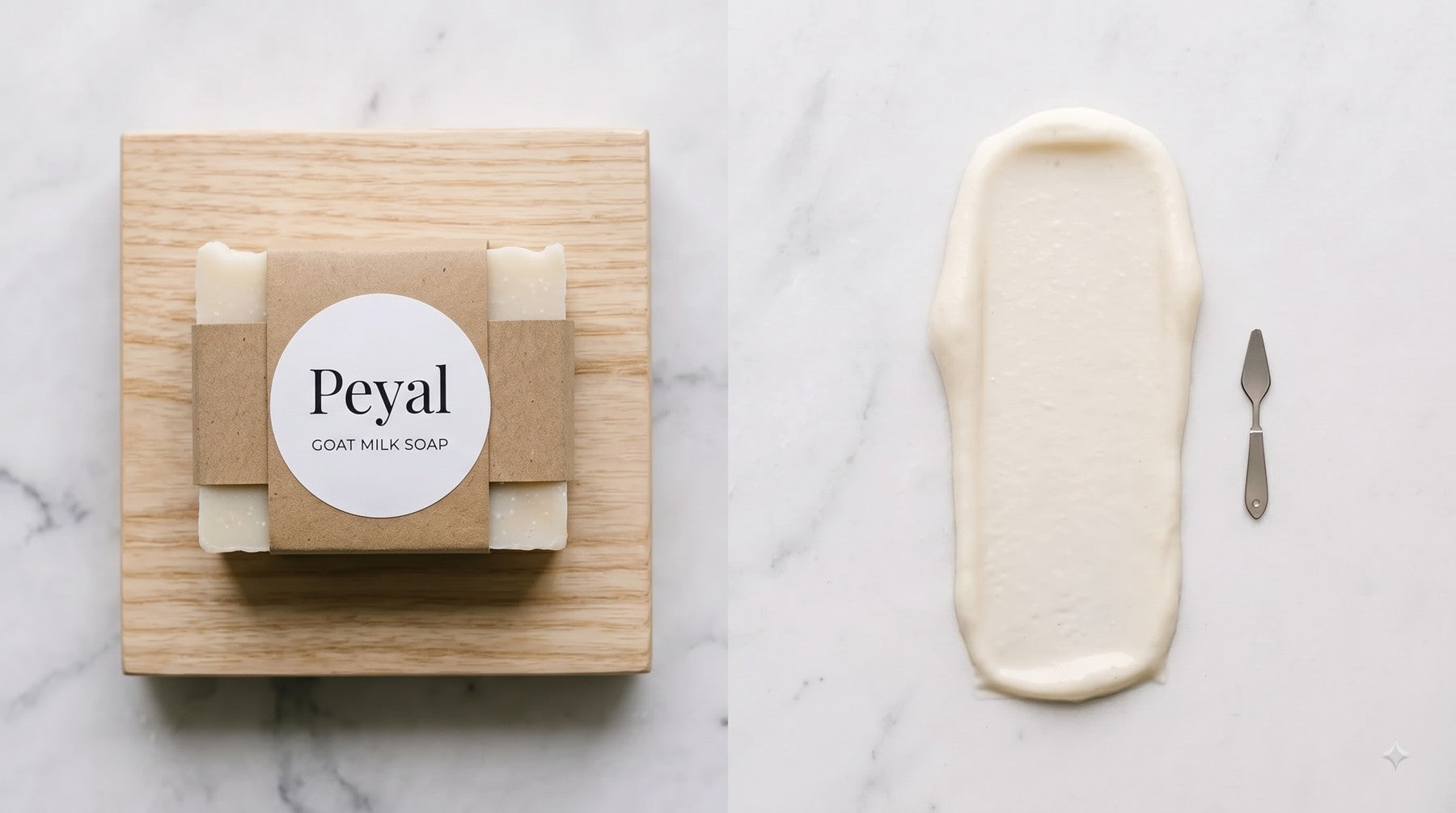 Goat Milk Soap packaging with creamy lather swatch