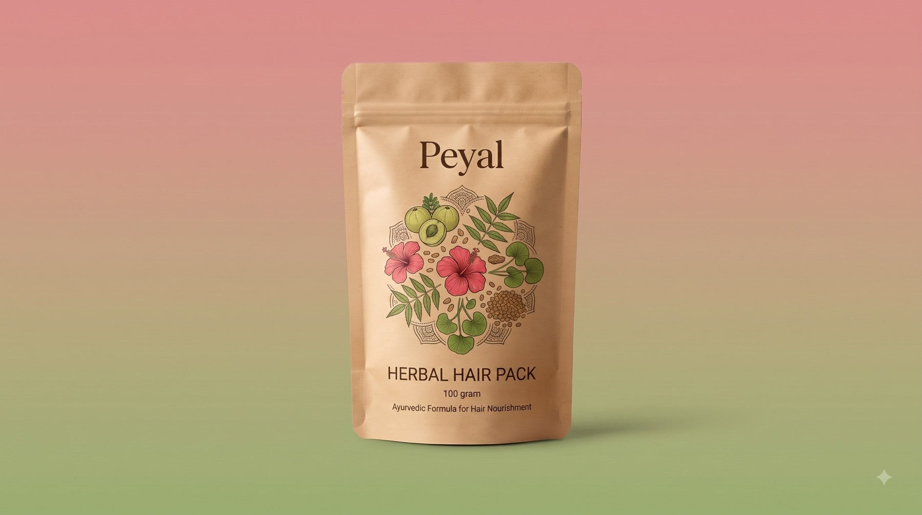 Peyal 24-Herb Ayurvedic Hair Pack 100g kraft pouch