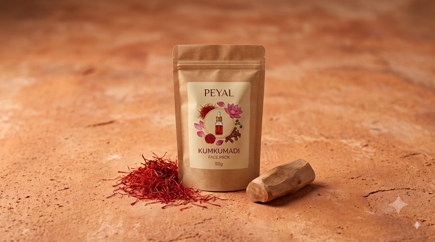 Peyal Kumkumadi Face Pack 50g kraft pouch
