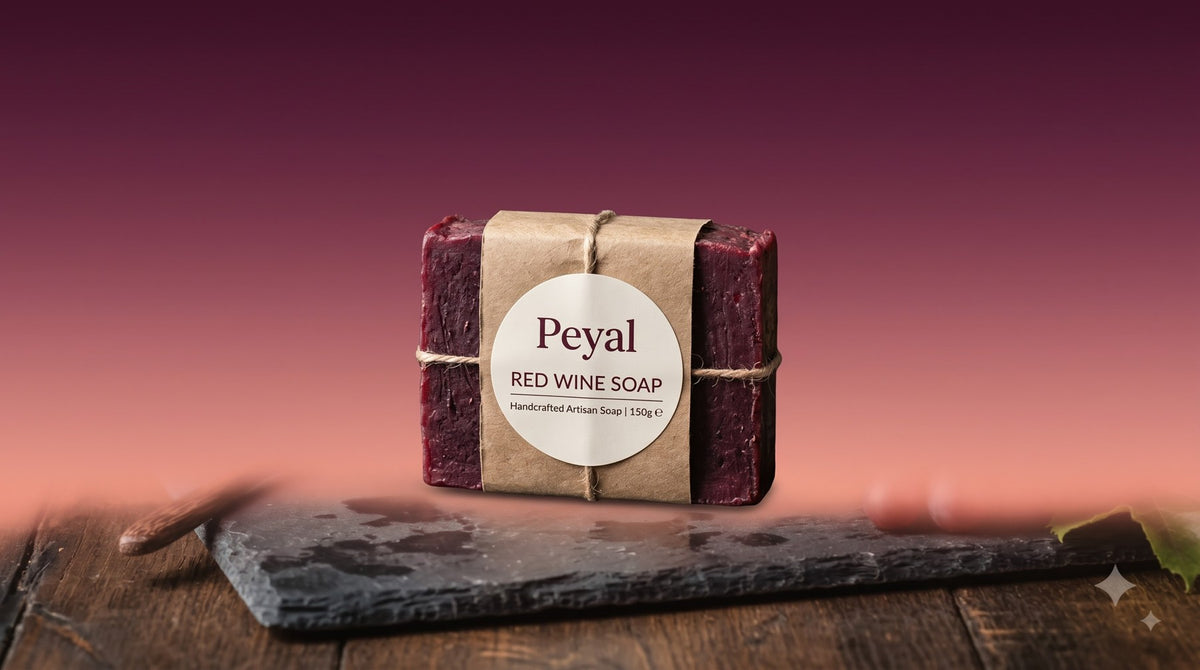 Peyal Red Wine Soap on display
